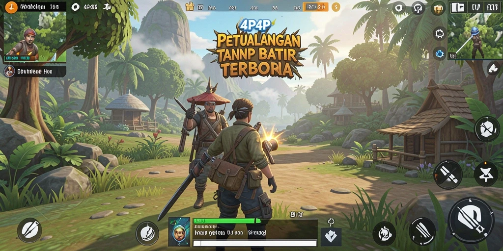 Tampilan gameplay 4P4P menunjukkan eksplorasi dunia terbuka yang luas.