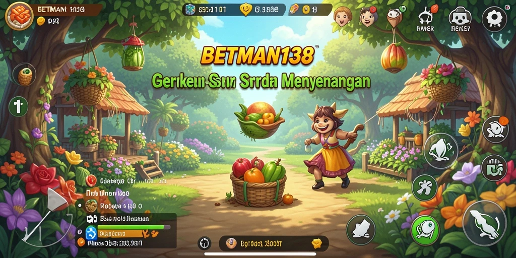 Screenshot BETMAN138 menampilkan ladang yang subur dan penuh warna.