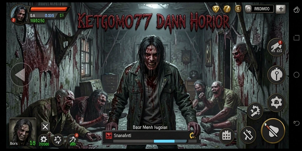 Tampilan screenshot BROMO77 menampilkan momen mengejutkan di gameplay horror.