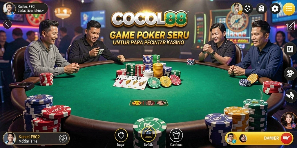 Tampilkan gameplay mendebarkan dari game Poker COCOL88.