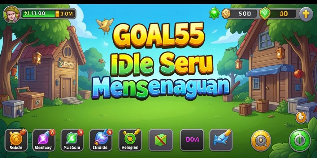 Tampilan gameplay utama <strong>GOAL55</strong> yang penuh warna dan interaktif.