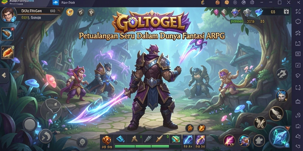 Gameplay GOLTOGEL yang menampilkan pertarungan seru dan dunia fantasi.