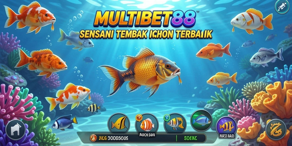 Tampilan seru gameplay MULTIBET88 dengan ikan berwarna-warni.