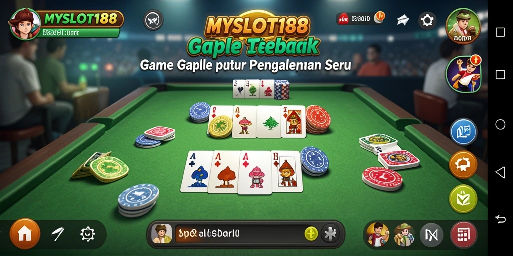 Tampilan screenshot MYSLOT188 dengan gameplay Gaple yang menegangkan.