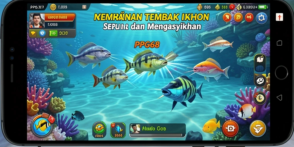 Tampilan gameplay PGG68 dengan efisiensi menembak ikan.