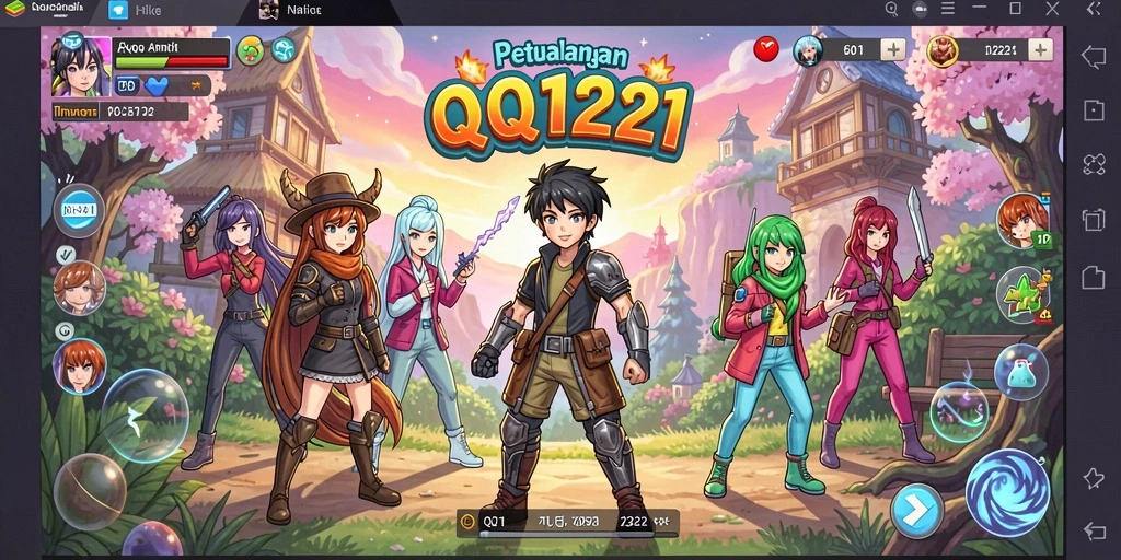 Tampilan gameplay QQ1221 dengan karakter Anime yang penuh aksi.