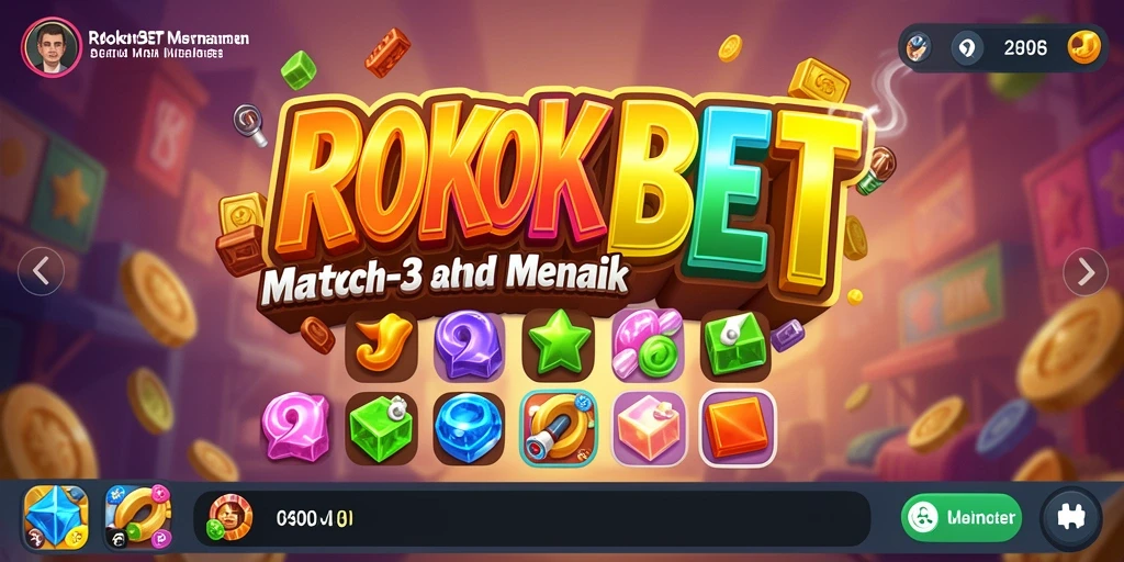 Tampilan gameplay ROKOKBET yang seru dalam kategori Match-3.