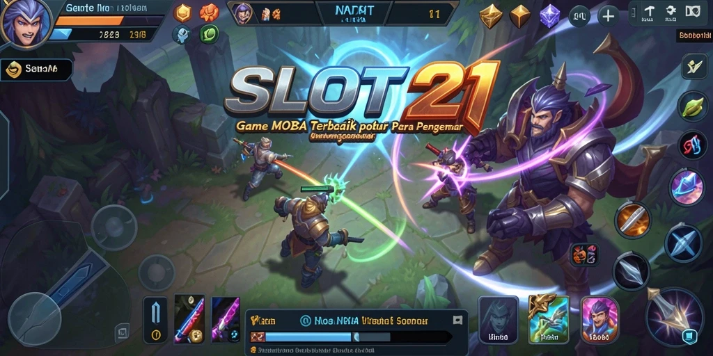Gameplay SLOT21 yang mengasyikkan dalam pertarungan MOBA.